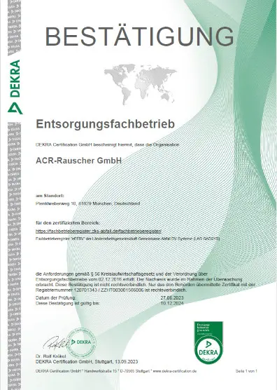 EfbV - Bestätigung DEKRA 2024 - ACR Rauscher